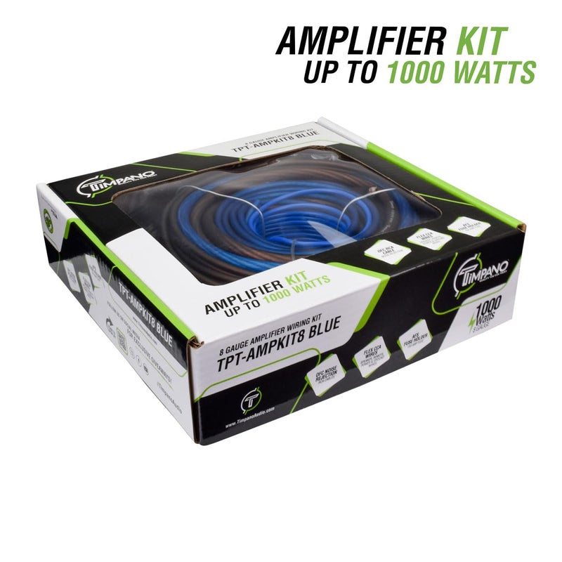 TIMPANO Amplifier Wiring Kit - 8 Gauge Amp Kit 1000 Watts Car Amplifier Installation CCA Cables Kit – 60 Amp Fuse Single Amp TPT-AMPKIT8 Blue - Image 3